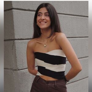 Cider patchwork zipper up crop tube top